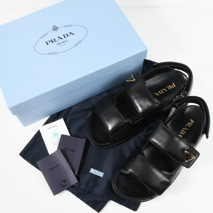 楽天市場】PRADA プラダ サンダル フラットサンダル 1X416N038 ナッパ