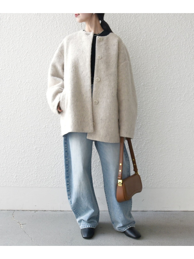 楽天市場】SHIPS any: シャギー ノーカラー コクーン コート SHIPS any