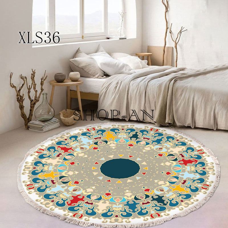 楽天市場】ラグ ラグマット 北欧 カーペット 円型 丸形 民族風 綿麻 花