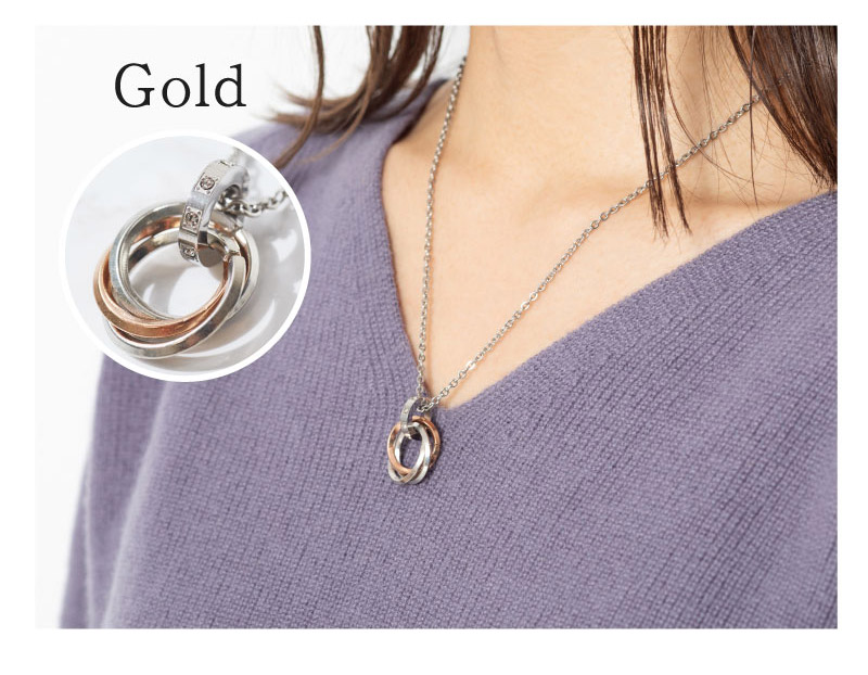 楽天市場】ペアネックレス 3連リング ネックレス ステンレス