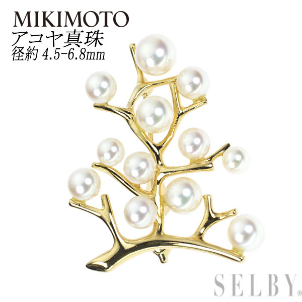 MIKIMOTO コンビ ブローチ パール ハット ステッキ k18 シルバー