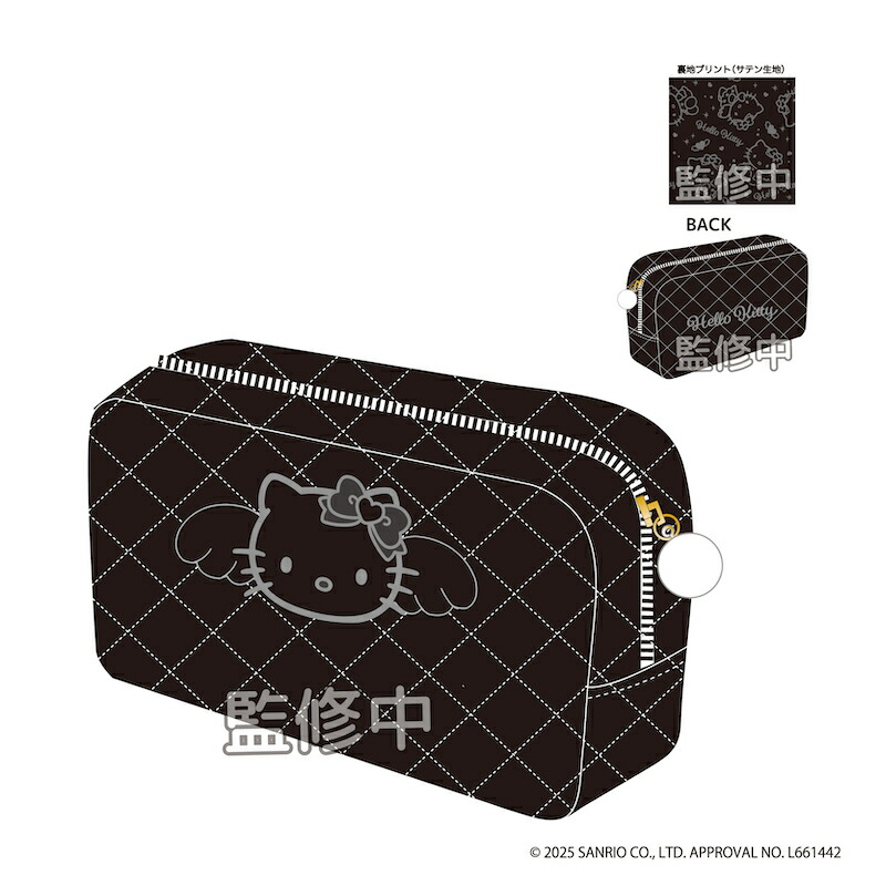 楽天市場】ハローキティ BLACK ANGEL キルティング スクエアポーチ