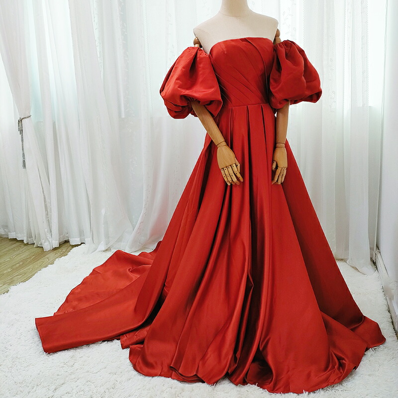 楽天市場】カラードレス 2way つけ袖 テラコッタ オレンジ 前撮り