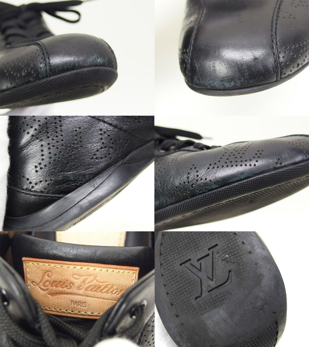 楽天市場】ルイ・ヴィトン マヒナ レザースニーカー 黒 サイズ36【送料