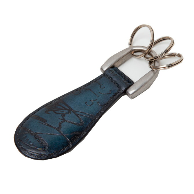 BERLUTI ブラックレザー キーホルダー コト ジップ キーリング