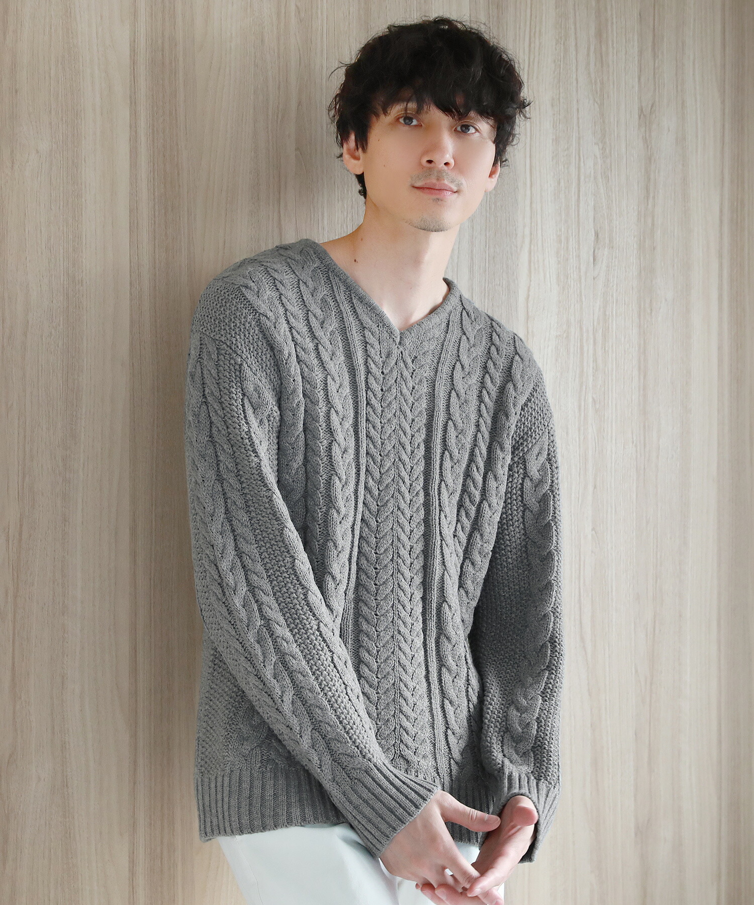 楽天市場】ニット メンズ ケーブルニット セーター ケーブル 総編み