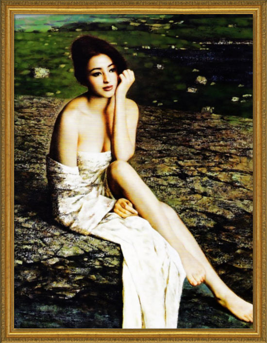 楽天市場】絵画 女性【無題】壁掛け インテリア 女性画 美人画 人物画