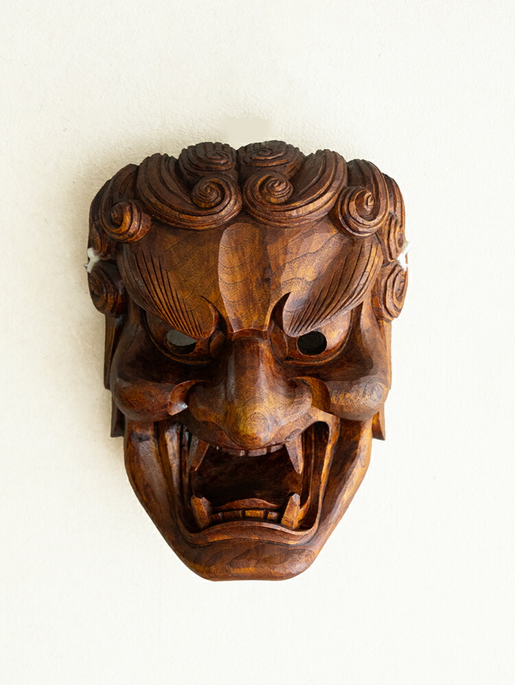 楽天市場】お面 不動明王 壁掛け用 仕様：無垢 / 素材：楠(木 木彫