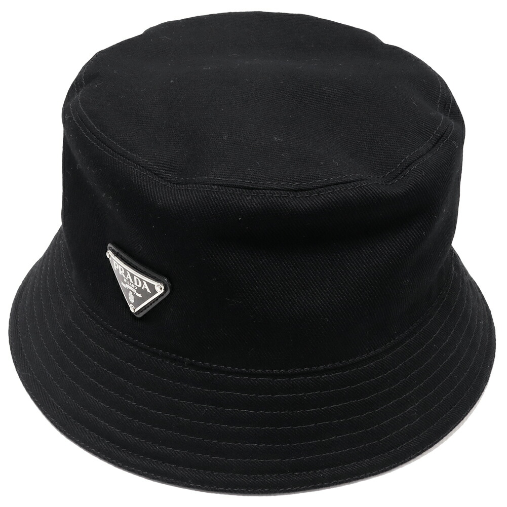 楽天市場】プラダ 帽子 バケットハット XL 綿100% 黒 2HC137 兼用
