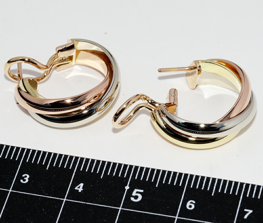 楽天市場】カルティエ ピアス K18YG K18WG K18PG トリニティピアス