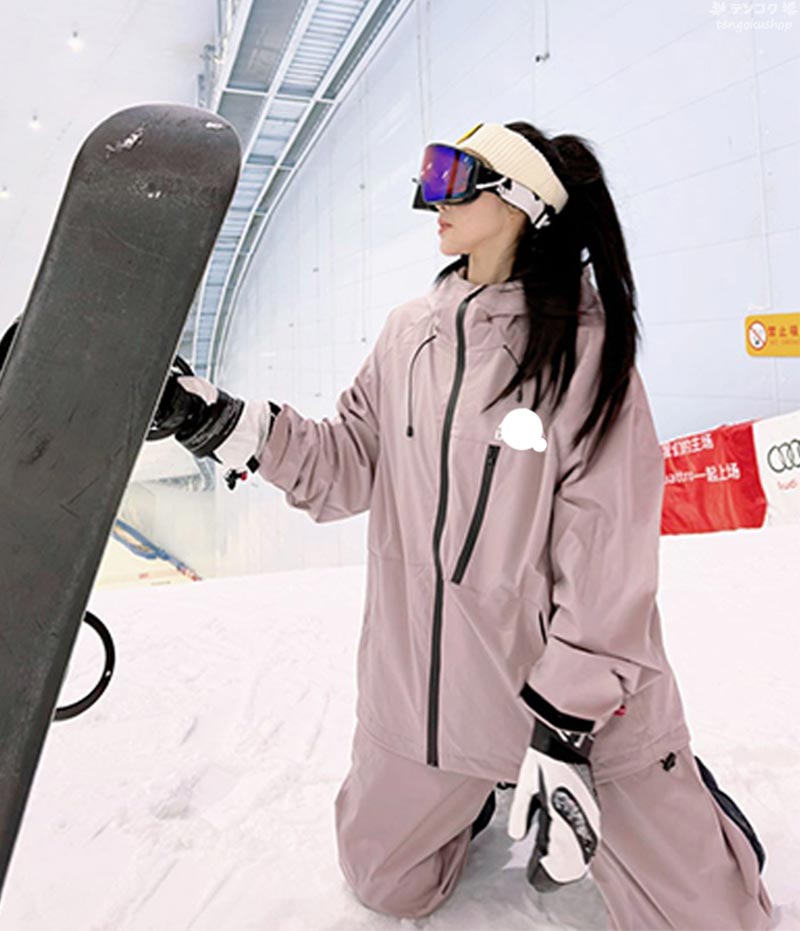 新品 スキーウェア上下 レディース 13号 チェック柄 ピンク スノボー