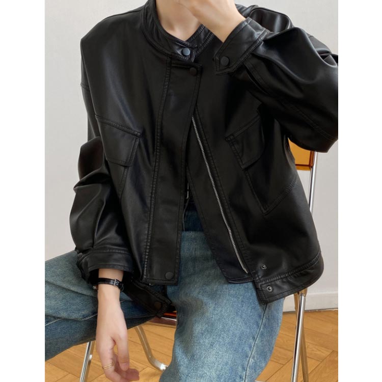 楽天市場】ライダースジャケット ノーカラー ジャケット レディース