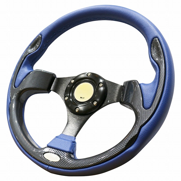 楽天市場】カーボン調パネル レザー＆ステッチ ステアリング 320φ 青