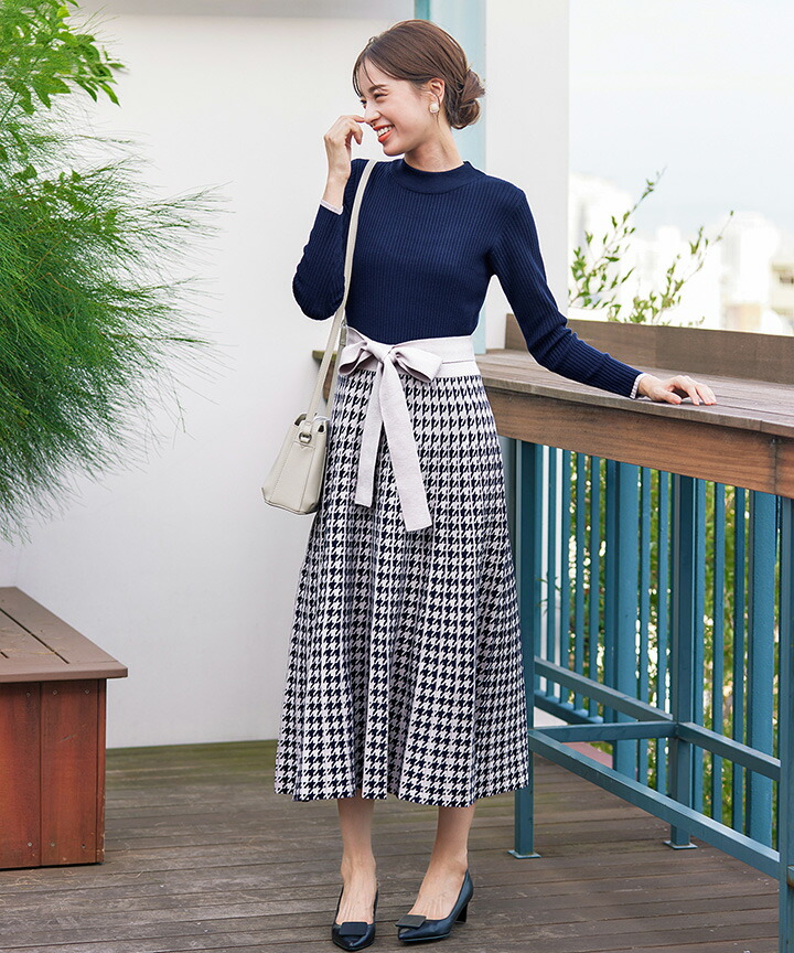 楽天市場】【楽天スーパーセール！70％OFF!!】千鳥柄ニットプリーツ