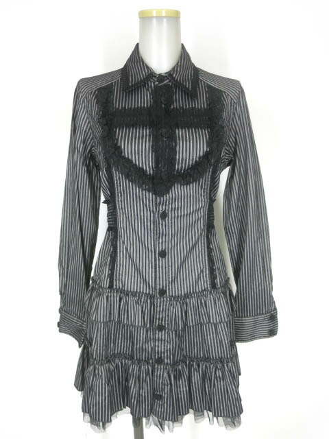 楽天市場】【中古】 ALGONQUINS / レース付きストライプ柄シャツ