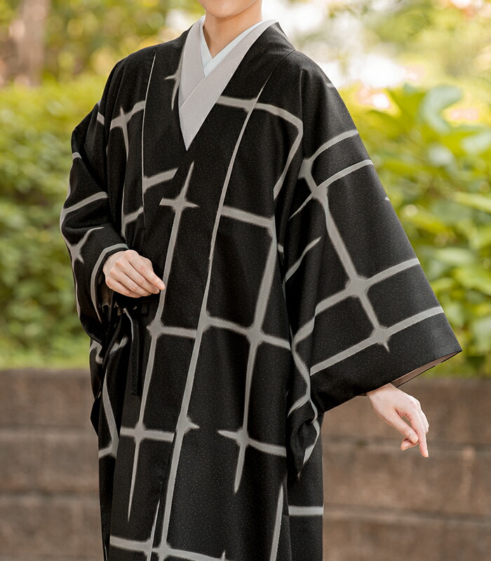 楽天市場】【 洗える道中着衿コート 】 【 格子 ： ブラック 】仕立て