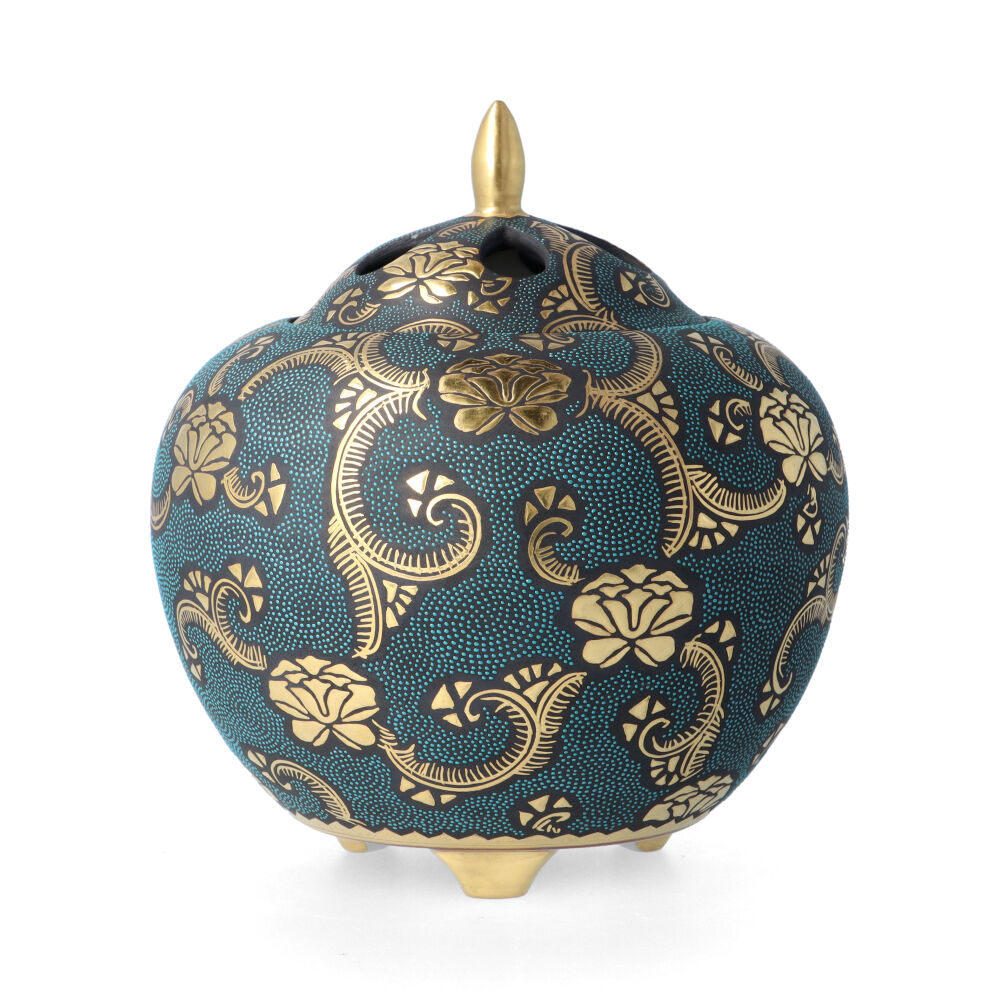 楽天市場】九谷焼 香炉 青粒牡丹文 / 仲田錦玉 （桐箱入） 仏具 香炉