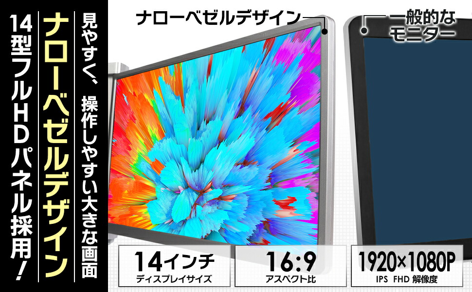 楽天市場】【超軽量1.4kg 】 モバイルモニター マルチディスプレイ