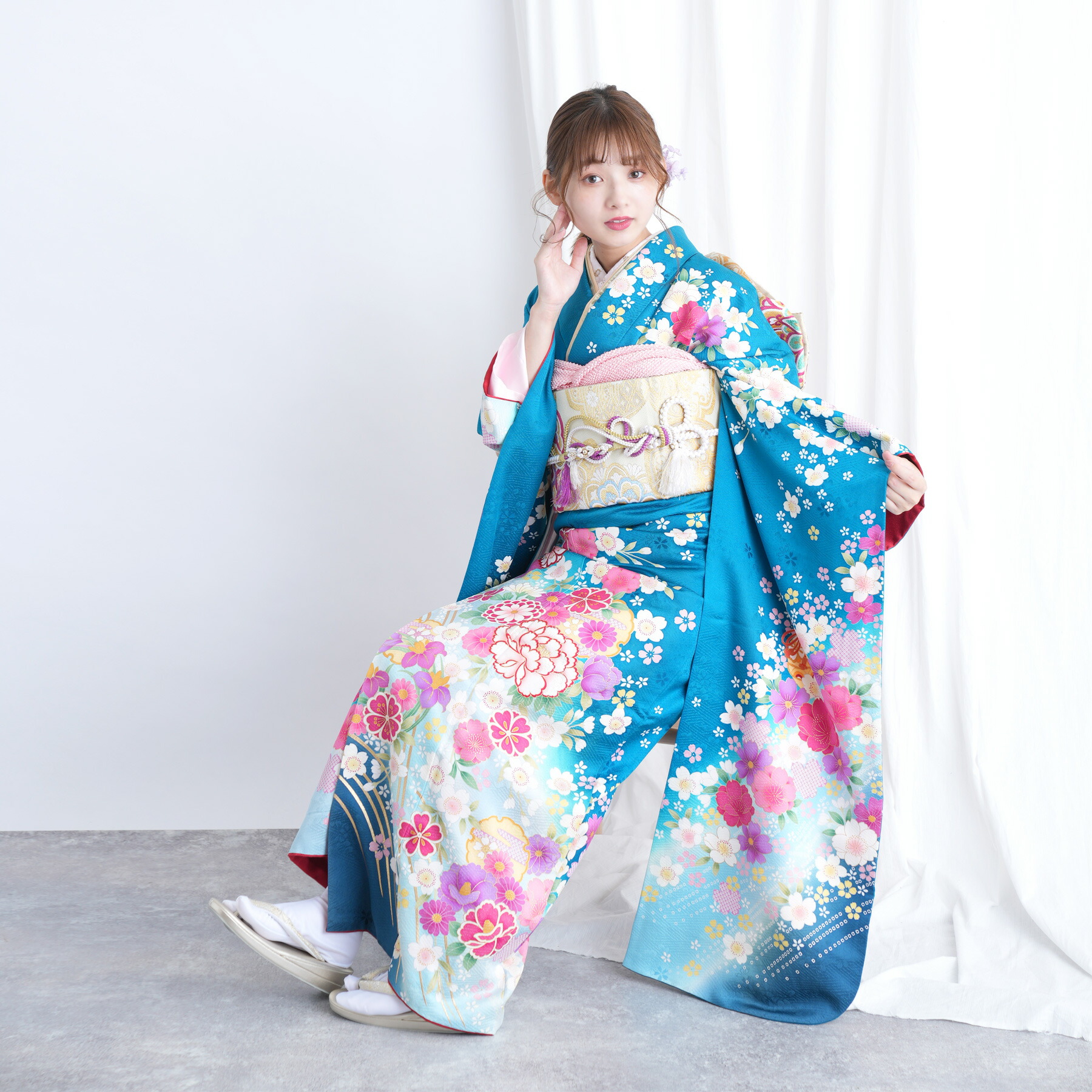 楽天市場】【レンタル】【振袖 正絹着物+正絹袋帯 21点セット 絵羽