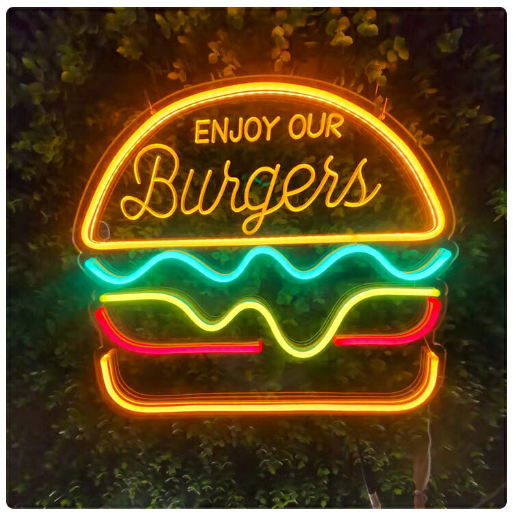 楽天市場】ネオンサイン USB給電 壁掛け ハンバーガー LEDネオンライト