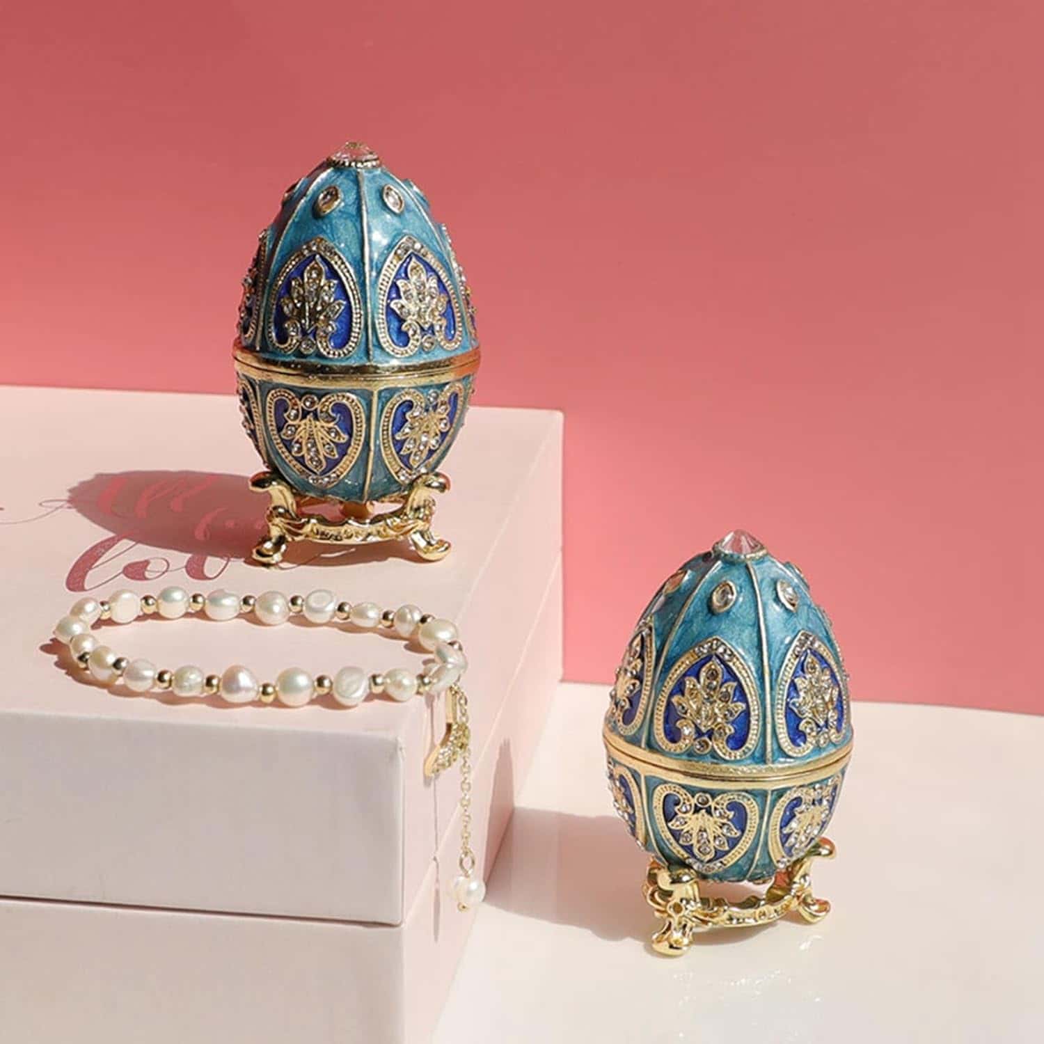 楽天市場】卵型 ジュエリーボックス 合金製 イースターエッグ型