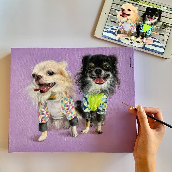 楽天市場】※予約販売【draw pet】my pet 油絵絵画《上半身 or 顔 or