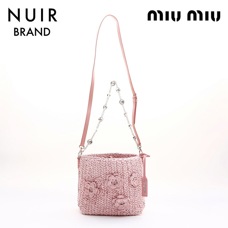 楽天市場】ミュウ ミュウ Miu Miu フラワー カゴバッグ チェーン