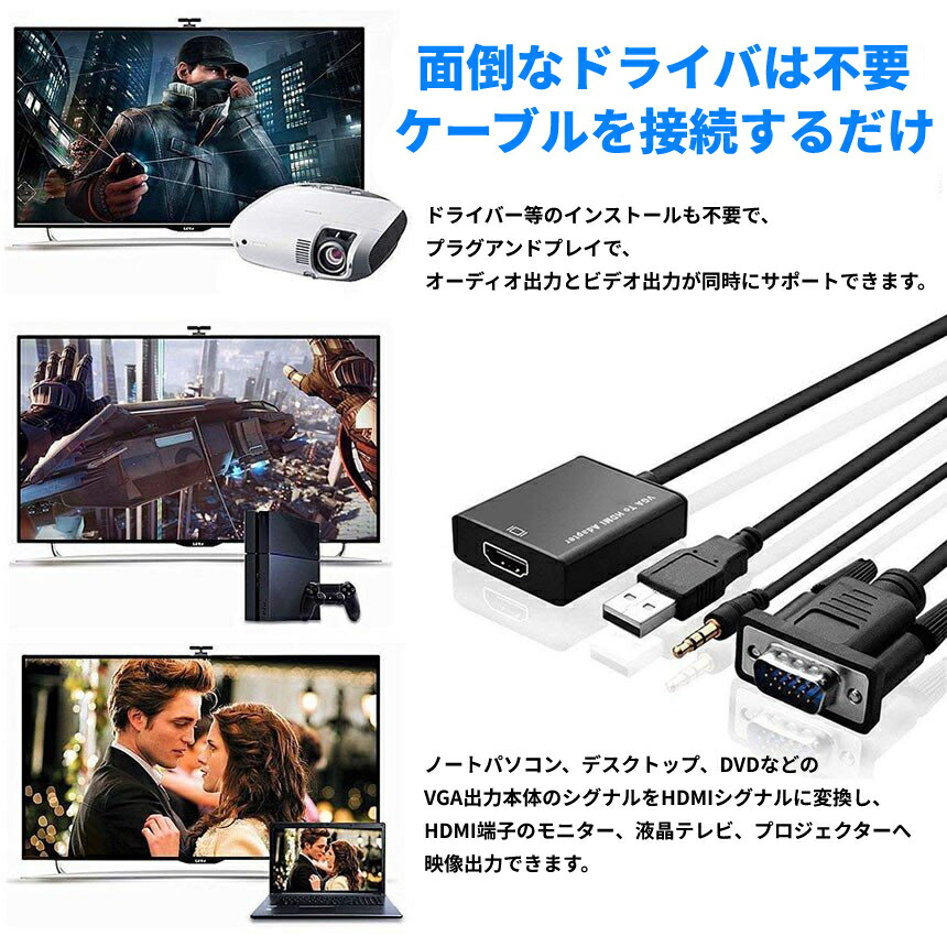 楽天市場】【当店限定！全品ポイント3倍】 VGA to HDMI 変換 解像度