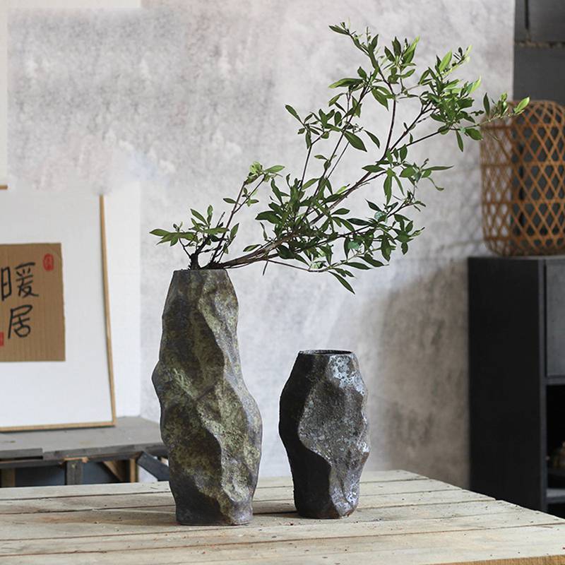 楽天市場】花器 石感 不規則 花瓶 花びん 小さい 古典 ナチュラル 自然