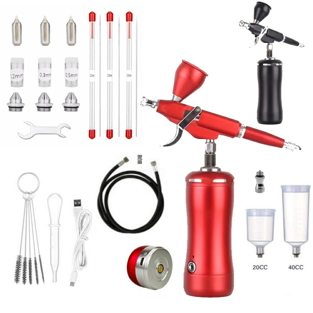 楽天市場】【翌日発送】 エアブラシ 充電式 フルセット ダブル