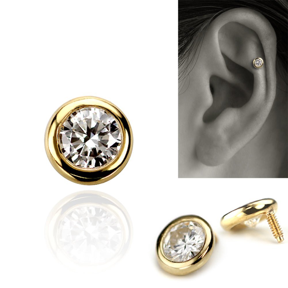 楽天市場】K18/PT ダイヤモンド ベゼル ボディピアス │ 16G/14G