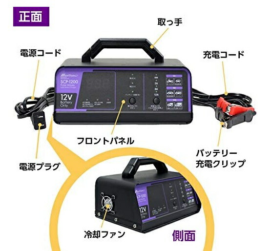 楽天市場】全自動パルス充電器 バッテリー充電器 SCP-1200 12V対応