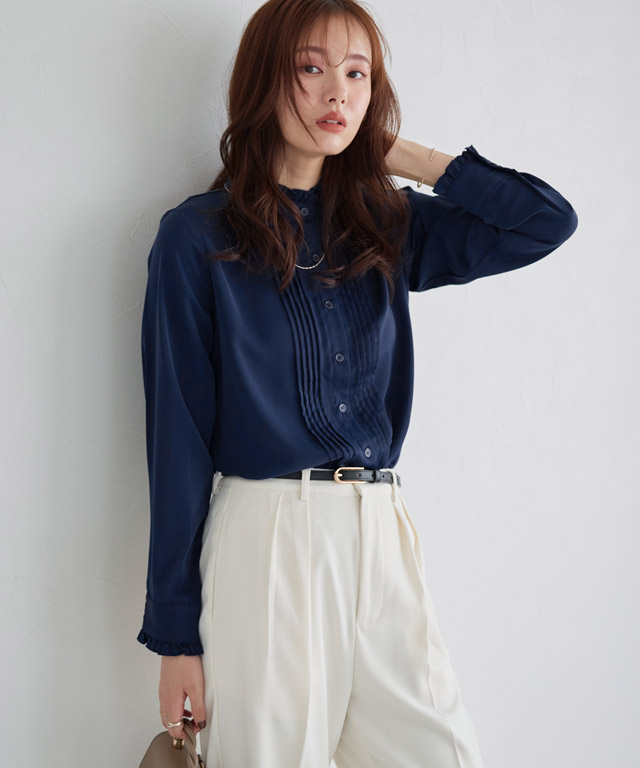 楽天市場】フリルネックピンタックブラウス ☆ ブラウス ピンタック