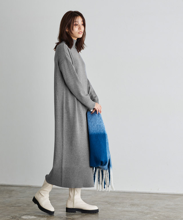 楽天市場】≪当日発送≫もっちりカシミヤタッチハイネックロングニット