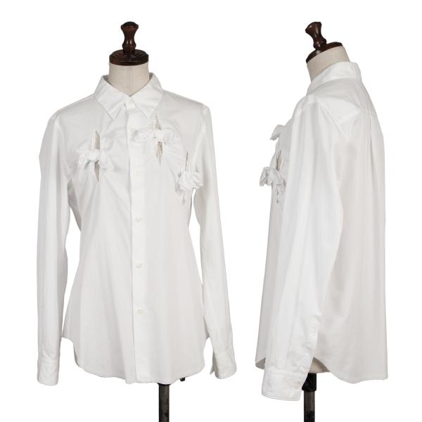 コムデギャルソン ホワイト長袖リボンシャツ 楽天市場】リボン