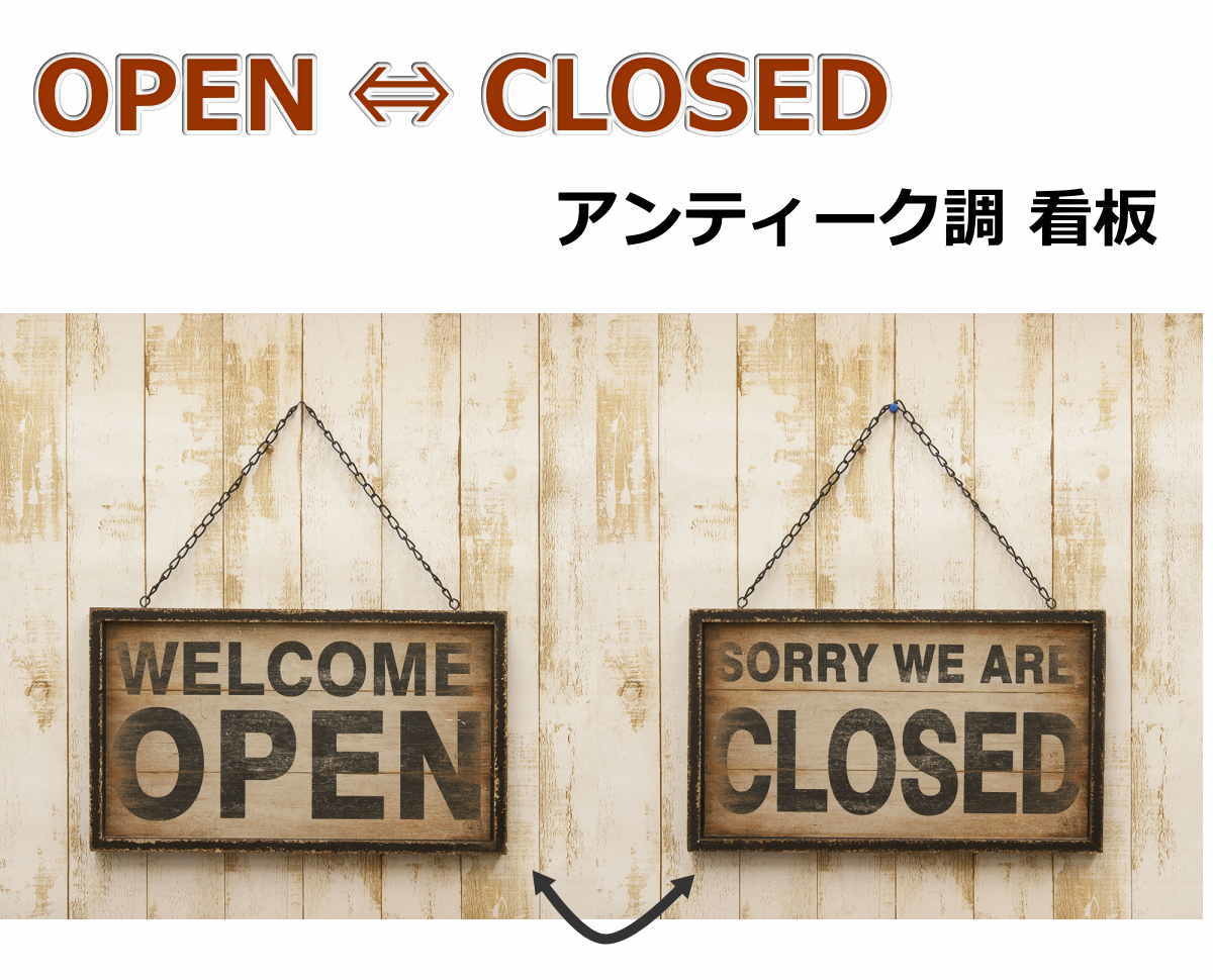 楽天市場】オープン クローズ OPEN CLOSED アンティーク調 レトロ 看板