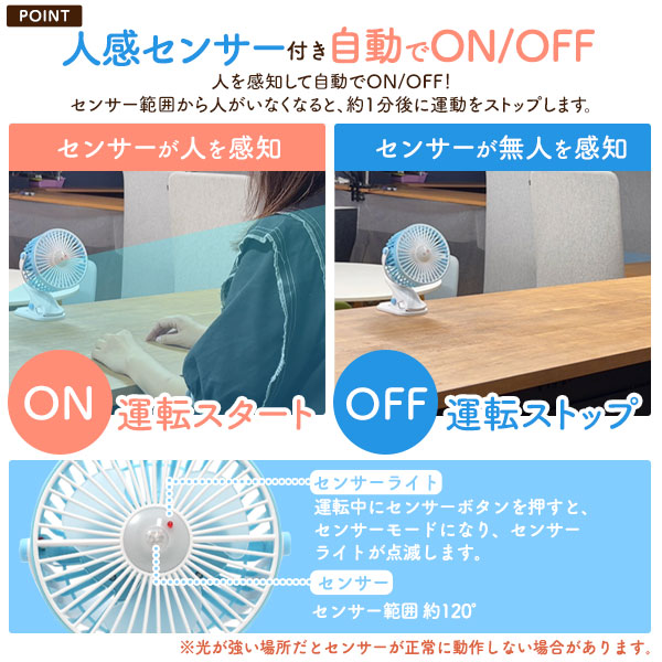 楽天市場】送料無料 センサー 扇風機 ファン クリップ 卓上 スタンド