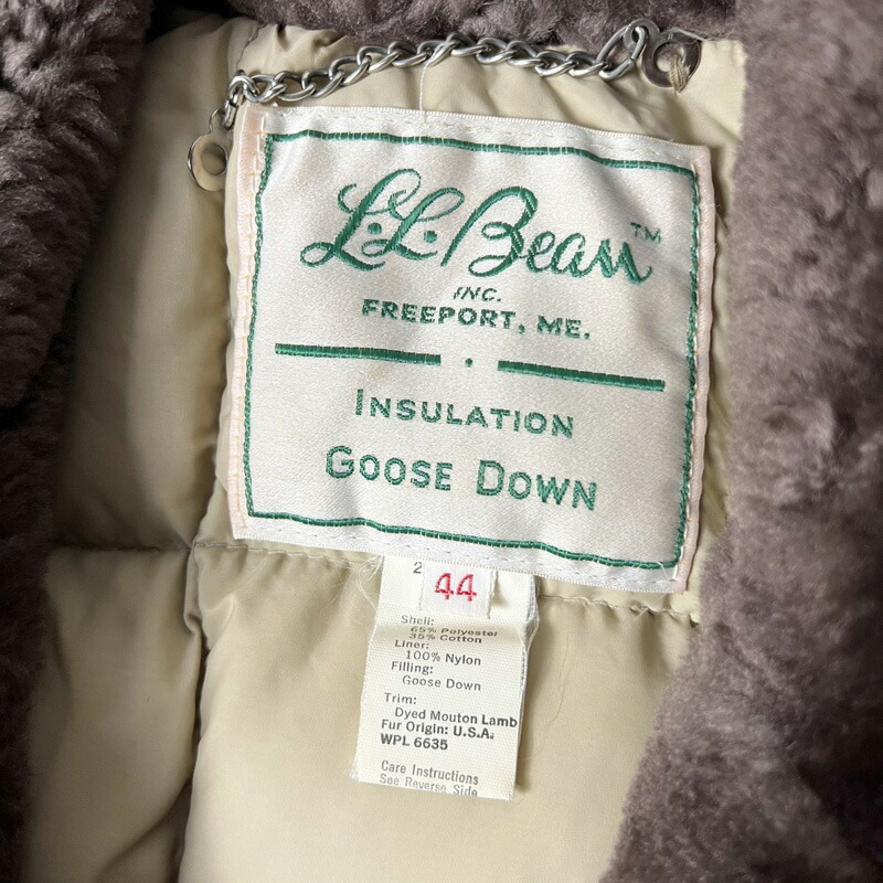 楽天市場】60s 70s 筆記体タグ LLBean 襟ボア グース ダウン コート 44