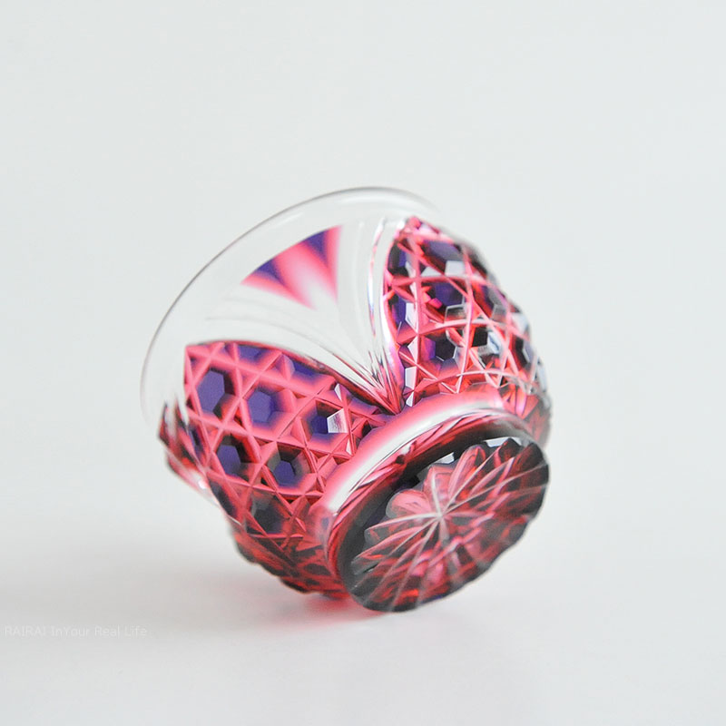 楽天市場】薩摩切子 二色猪口 大 cut208 ルリ金赤 二色衣 二色被せ