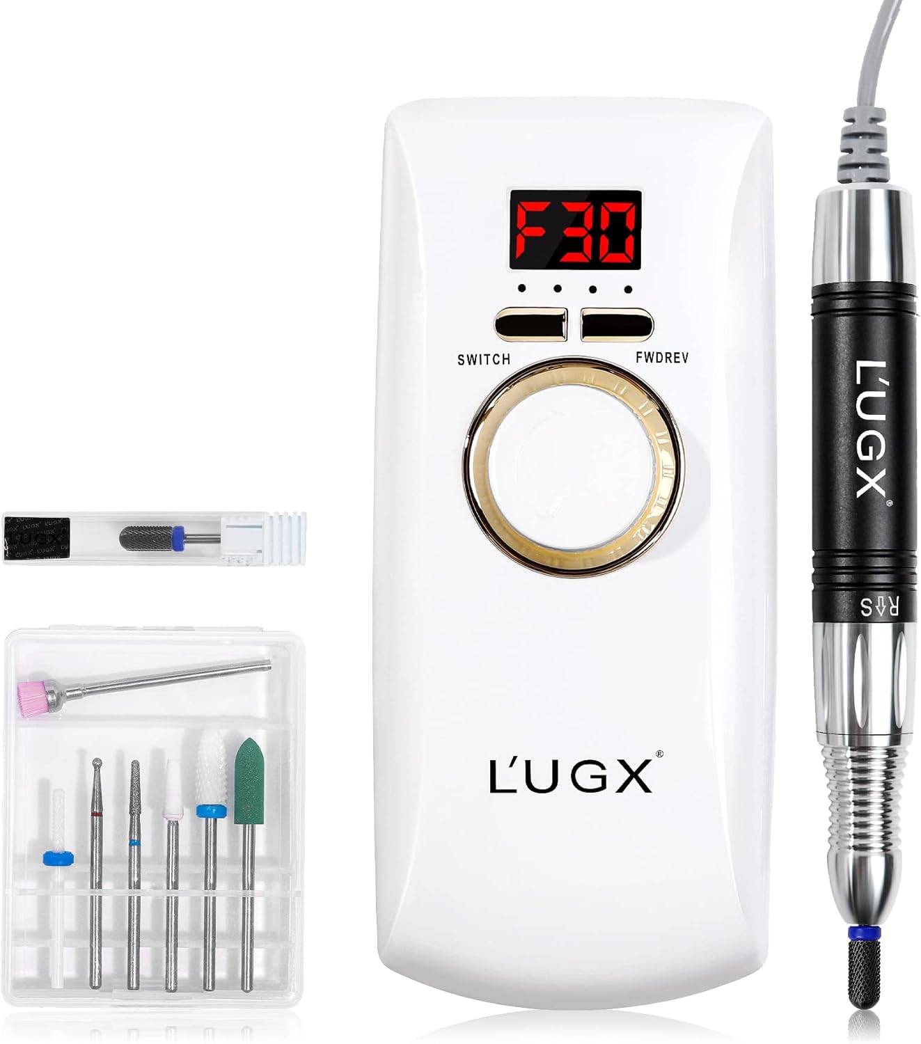 楽天市場】L'UGX 電動ネイルマシン 30000RPM プロ用 ネイルドリル 研磨