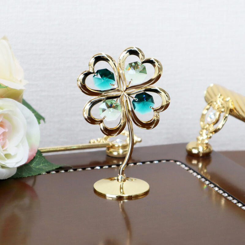 楽天市場】クリスタルオーナメント クローバーオブジェ 四つ葉の