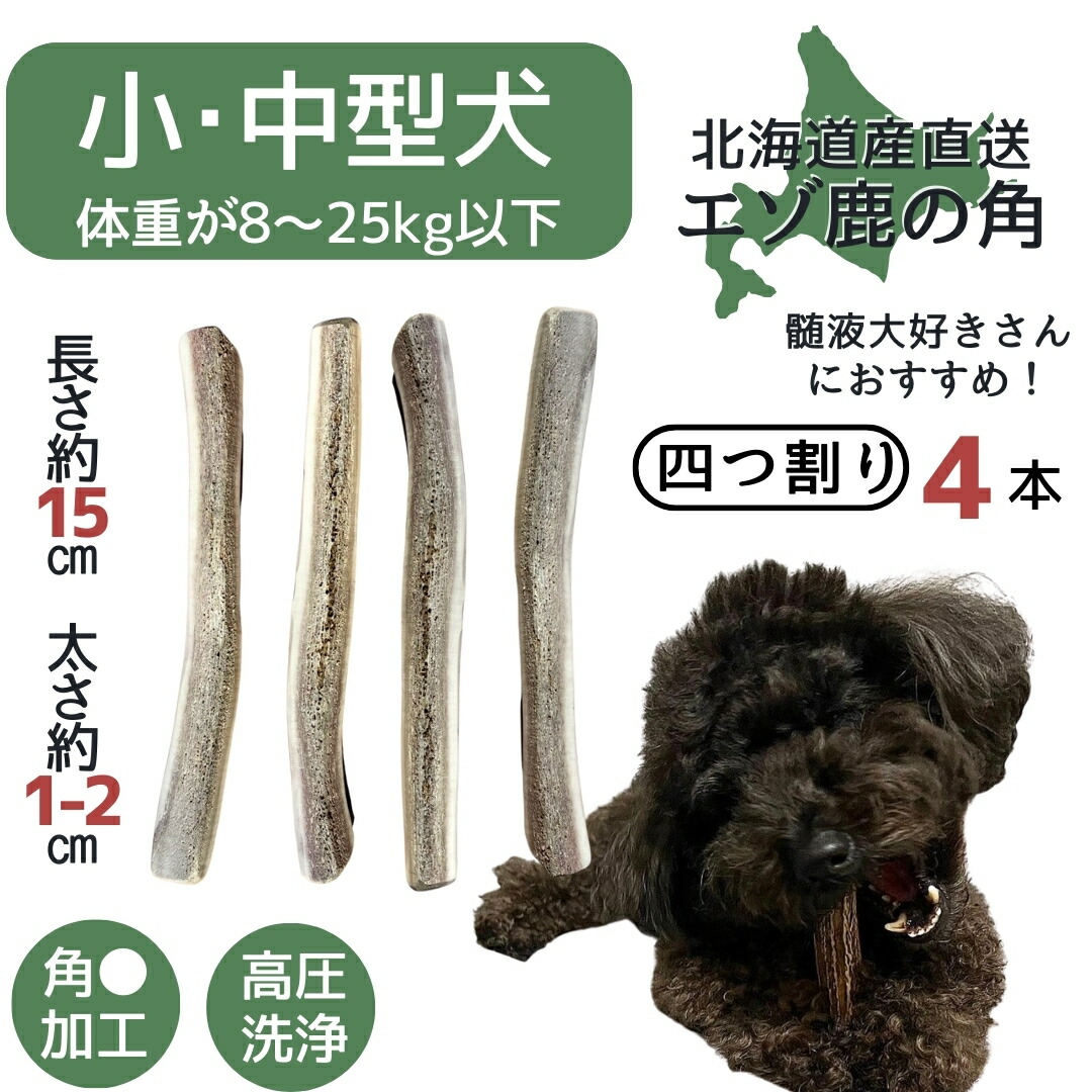 楽天市場】【今期狩猟品】鹿の角 四つ割り 4本 北海道 犬のおやつ 蝦夷