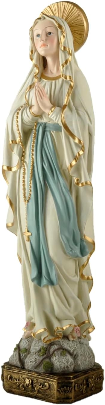 楽天市場】高さ約38cmルルドの聖母像マリア台座付き彫像置物カトリック