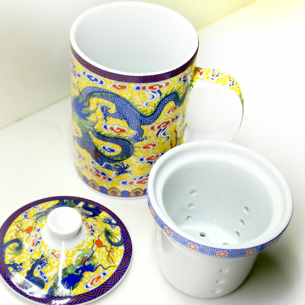 楽天市場】茶漉し 付き マグカップ 黄龍 ｜黄竜,ドラゴン,景徳鎮,食器