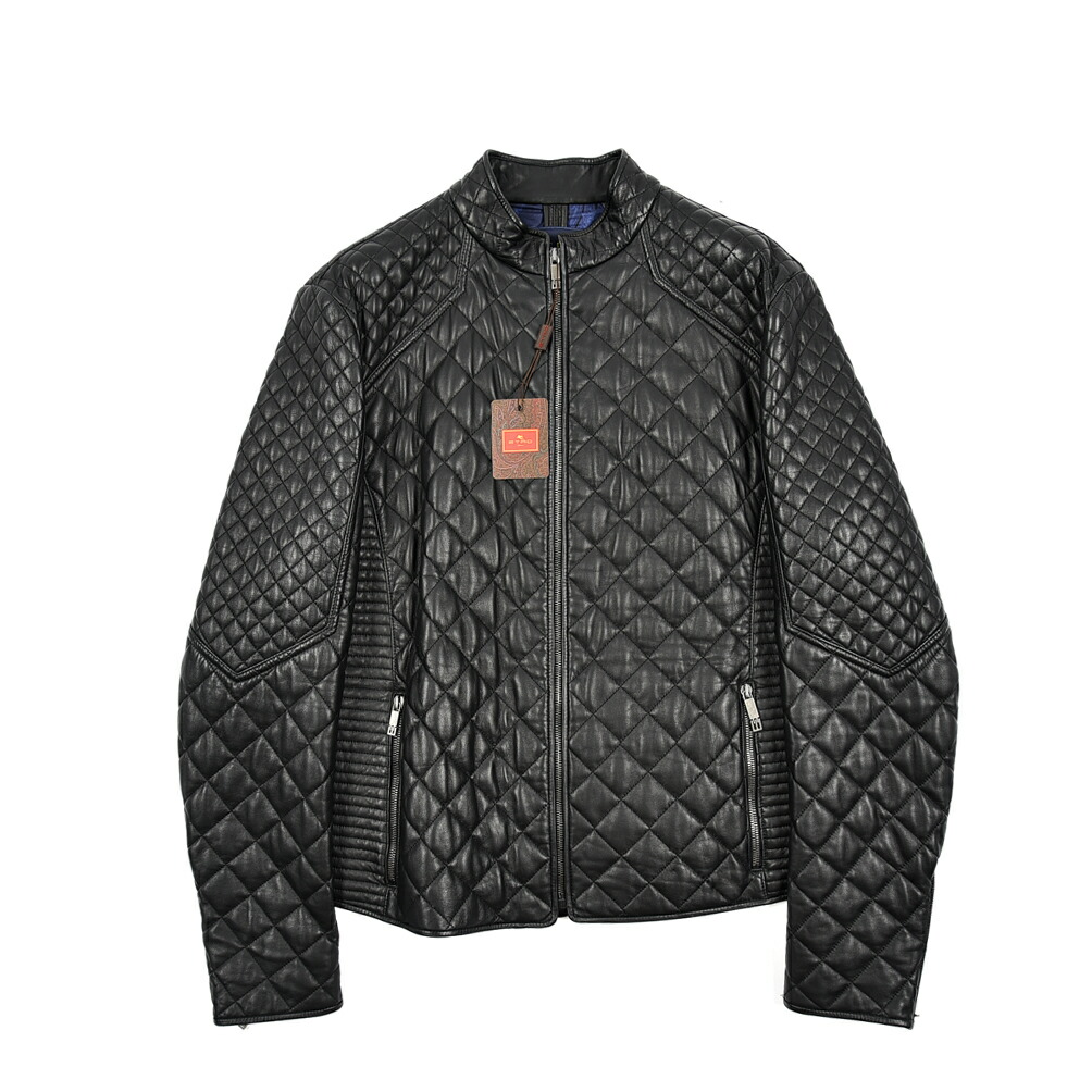 楽天市場】エトロ ETRO キルティング レザージャケット スタンドカラー