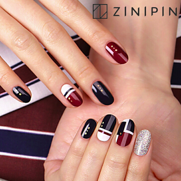 楽天市場】ネイルシール 貼るだけ ボルドー ジェルネイル ジェルシール