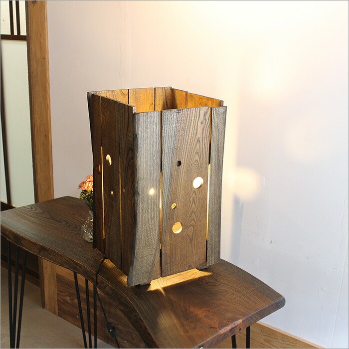 古道具 ライト 置き型 照明 古材 シャビー 木箱 漏斗 古雑貨 古道具
