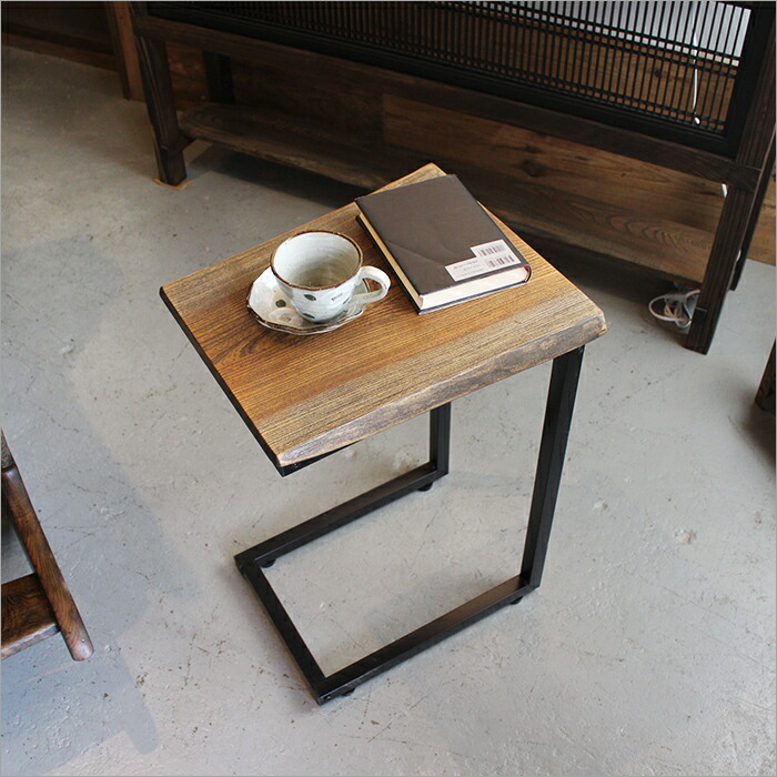 楽天市場】サイドテーブル 木製 ケヤキ材 アイアン コの字型 ソファー