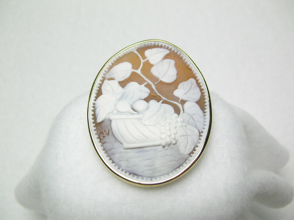 イニシャル P カメオ イタリア製 925 シルバー ブローチ イニシャル P