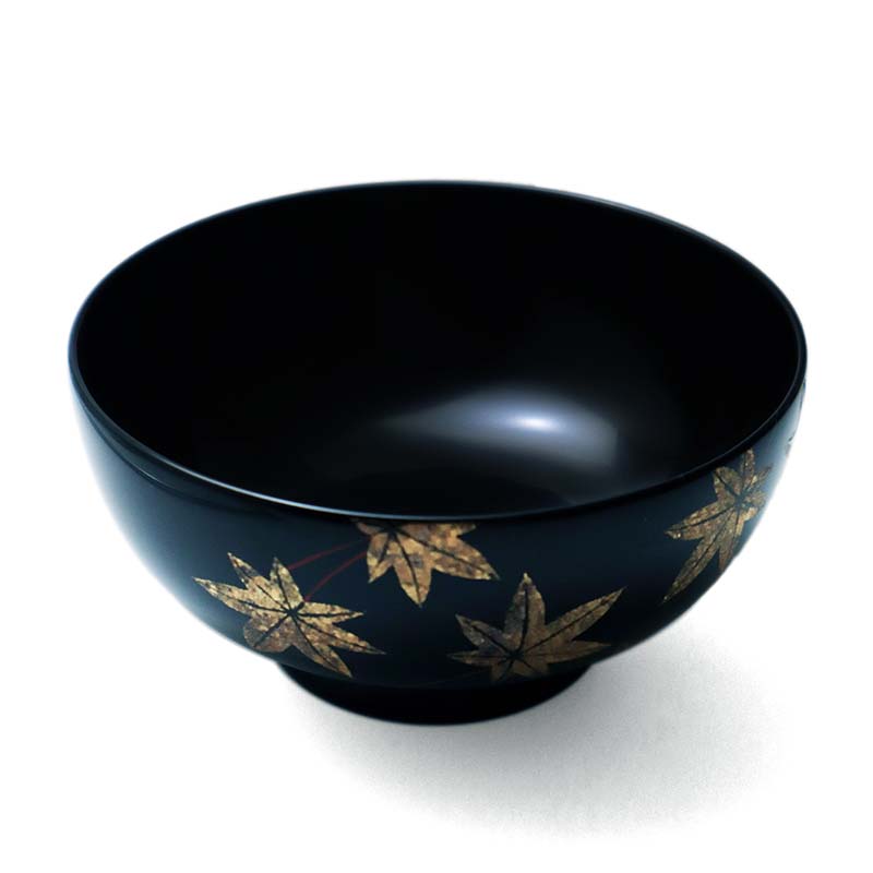 楽天市場】漆器・輪島塗：紅葉箔絵黒蓋付中椀・奥田志郎 & 山本哲